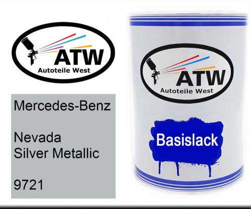 Mercedes-Benz, Nevada Silver Metallic, 9721: 500ml Lackdose, von ATW Autoteile West.